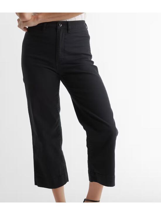 Quince Pants - NWT Quince Women's Organic Stretch Cotton Twill Wide-Leg Crop Pants Black SZ 27